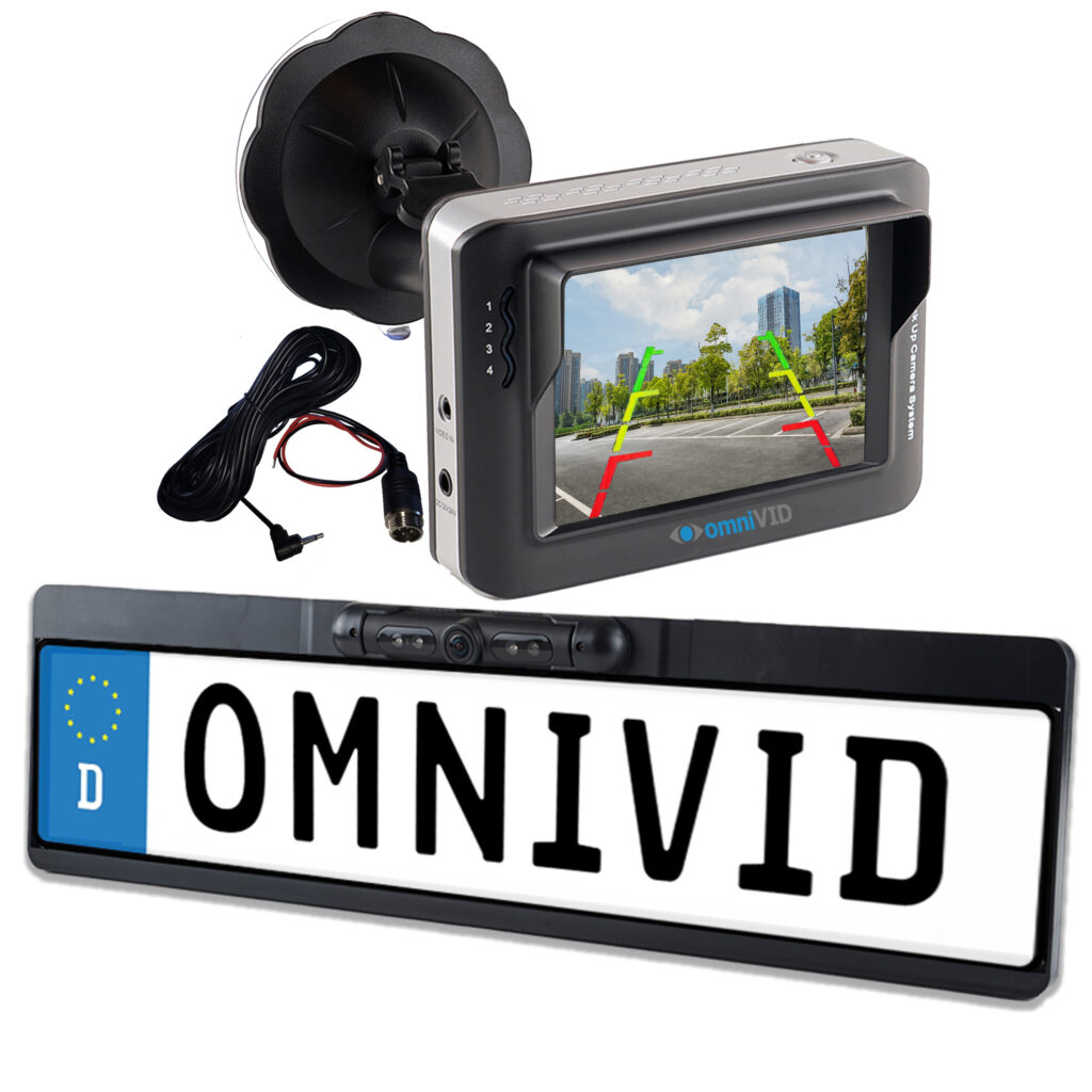 omniVID® T5 RückfahrkameraSystem kabelgebunden, 3,5" Monitor mit Kabel und Kennzeichenkamera